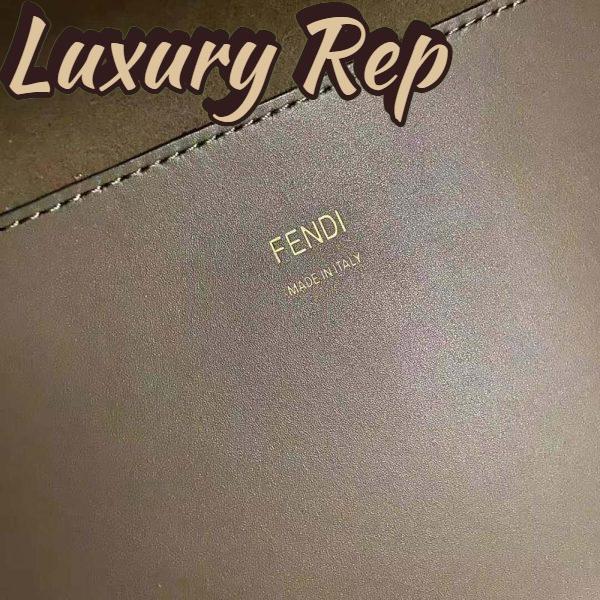Replica Fendi Women Sunshine Medium Gray Leather and Elaphe Shopper 11