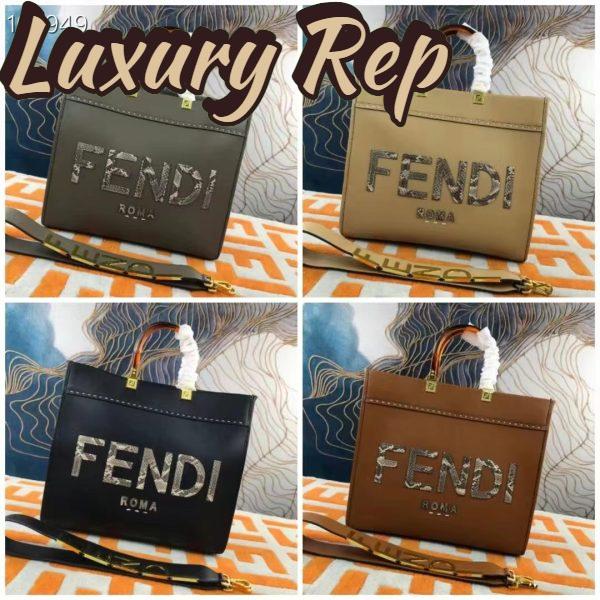 Replica Fendi Women Sunshine Medium Gray Leather and Elaphe Shopper 12