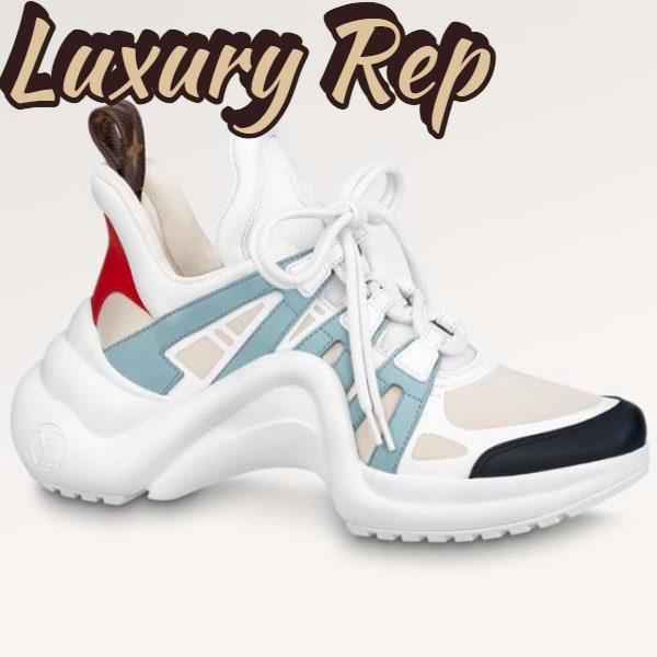 Replica Louis Vuitton Women LV Archlight Sneaker Blue Gray Mix Materials 5 Cm Heel