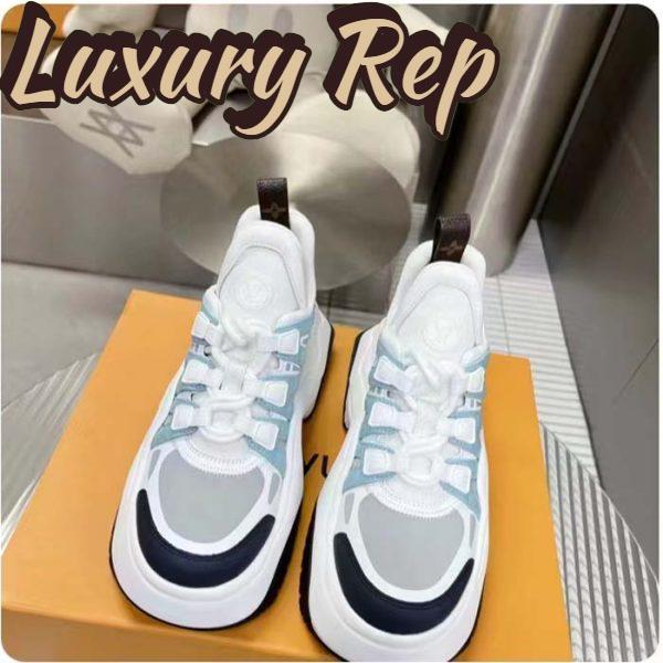 Replica Louis Vuitton Women LV Archlight Sneaker Blue Gray Mix Materials 5 Cm Heel 5
