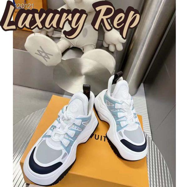 Replica Louis Vuitton Women LV Archlight Sneaker Blue Gray Mix Materials 5 Cm Heel 7