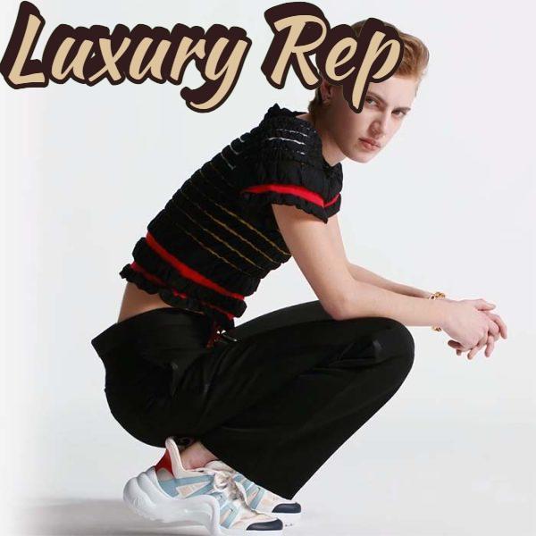 Replica Louis Vuitton Women LV Archlight Sneaker Blue Gray Mix Materials 5 Cm Heel 12