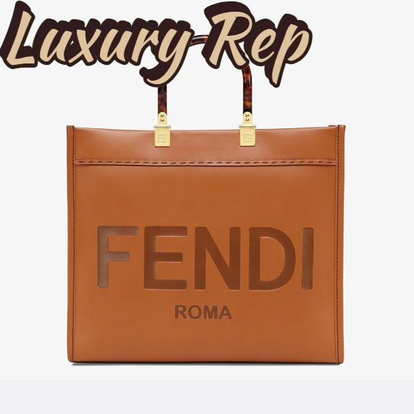 Replica Fendi Women Sunshine Medium Leather Shopper-Brown 2