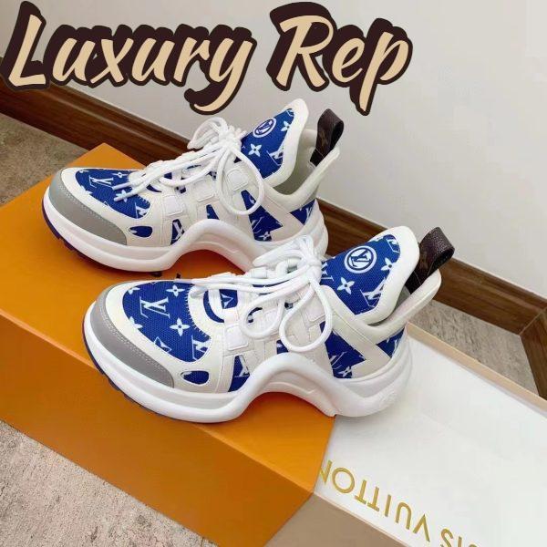 Replica Louis Vuitton Women LV Archlight Sneaker Blue Monogram Velvet Oversized Rubber Outsole 4