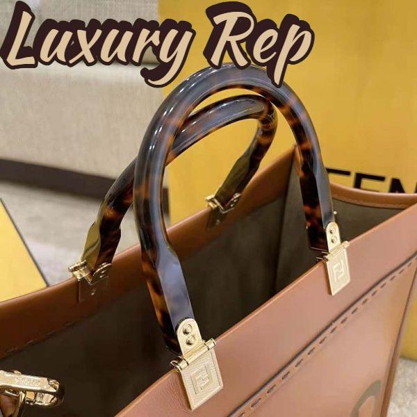 Replica Fendi Women Sunshine Medium Leather Shopper-Brown 7