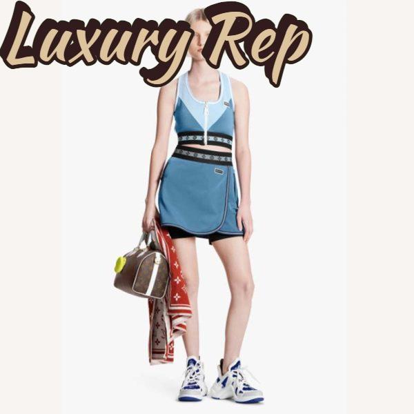 Replica Louis Vuitton Women LV Archlight Sneaker Blue Monogram Velvet Oversized Rubber Outsole 12