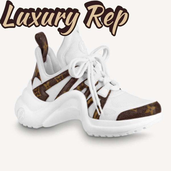 Replica Louis Vuitton Women LV Archlight Sneaker Brown Patent Monogram Canvas Technical Fabrics
