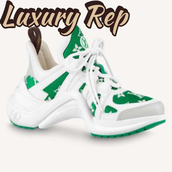 Replica Louis Vuitton Women LV Archlight Sneaker Green Monogram Velvet Oversized Rubber 5 Cm Heel