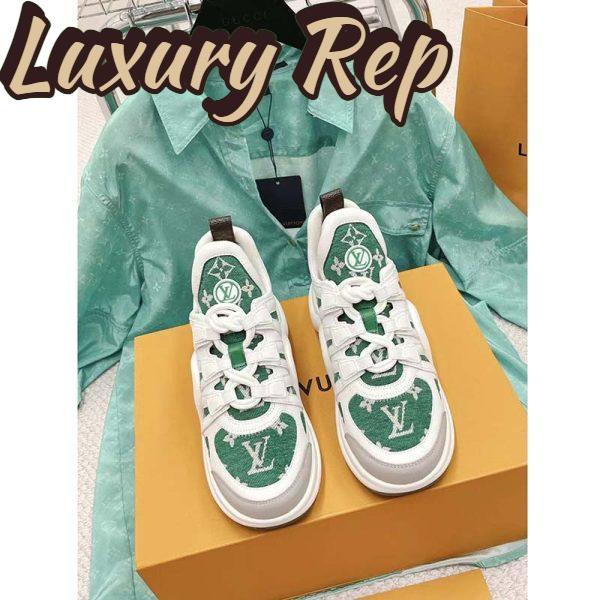 Replica Louis Vuitton Women LV Archlight Sneaker Green Monogram Velvet Oversized Rubber 5 Cm Heel 4