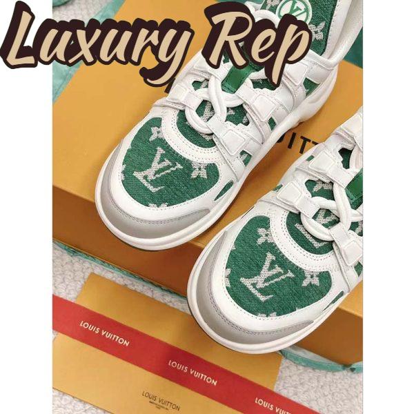 Replica Louis Vuitton Women LV Archlight Sneaker Green Monogram Velvet Oversized Rubber 5 Cm Heel 5