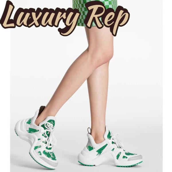 Replica Louis Vuitton Women LV Archlight Sneaker Green Monogram Velvet Oversized Rubber 5 Cm Heel 8