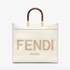 Replica Fendi Women Sunshine Medium Light Brown Leather and Elaphe Shopper Bag 13
