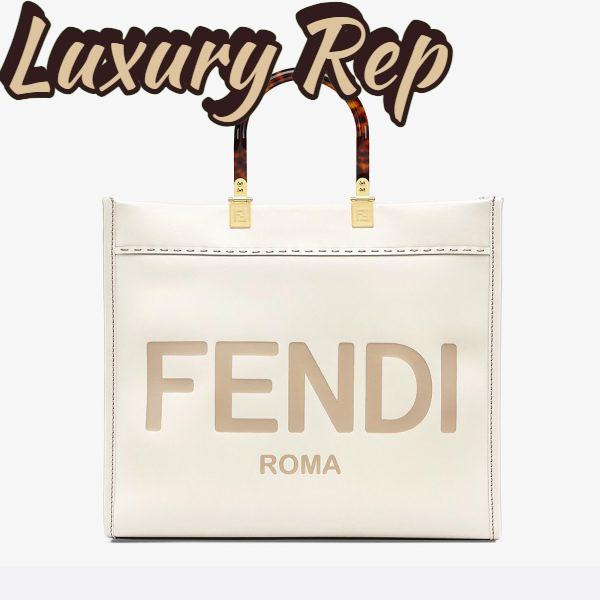 Replica Fendi Women Sunshine Medium Leather Shopper-White