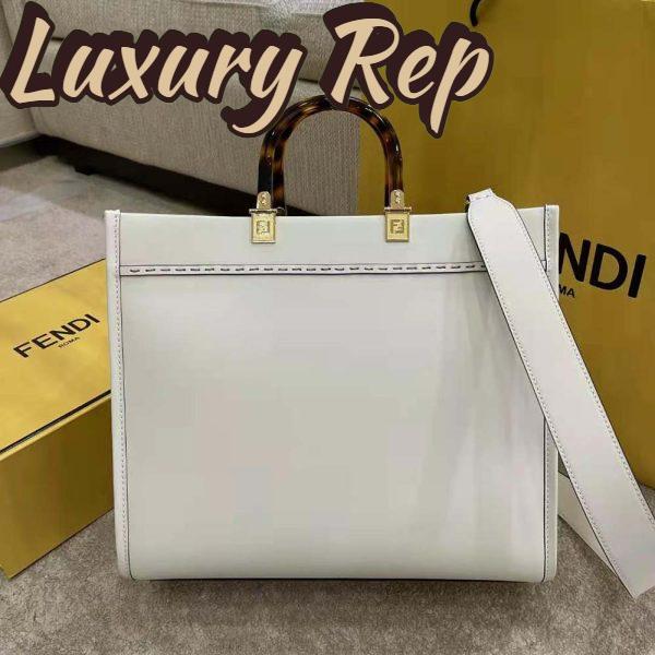 Replica Fendi Women Sunshine Medium Leather Shopper-White 5