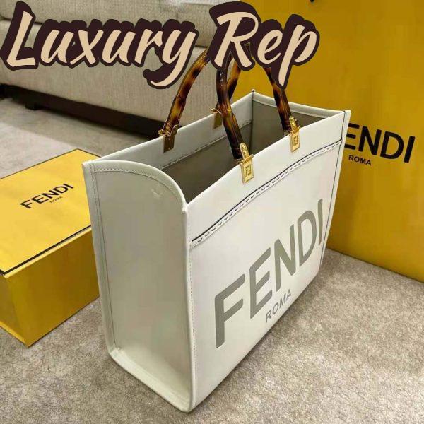 Replica Fendi Women Sunshine Medium Leather Shopper-White 6