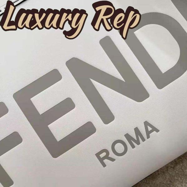 Replica Fendi Women Sunshine Medium Leather Shopper-White 9