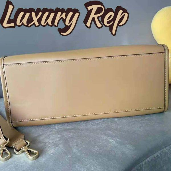 Replica Fendi Women Sunshine Medium Light Brown Leather and Elaphe Shopper Bag 8