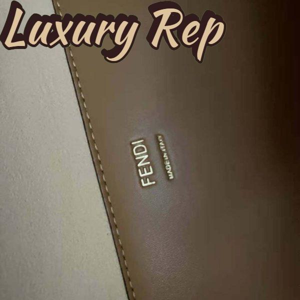 Replica Fendi Women Sunshine Medium Light Brown Leather and Elaphe Shopper Bag 11