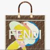 Replica Fendi Women Sunshine Medium Light Brown Leather and Elaphe Shopper Bag 12