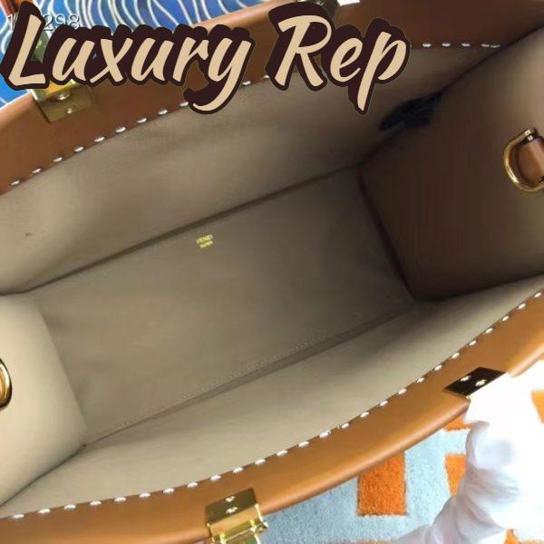 Replica Fendi FF Women Sunshine Medium Light Brown Leather Elaphe Shopper Bag 7