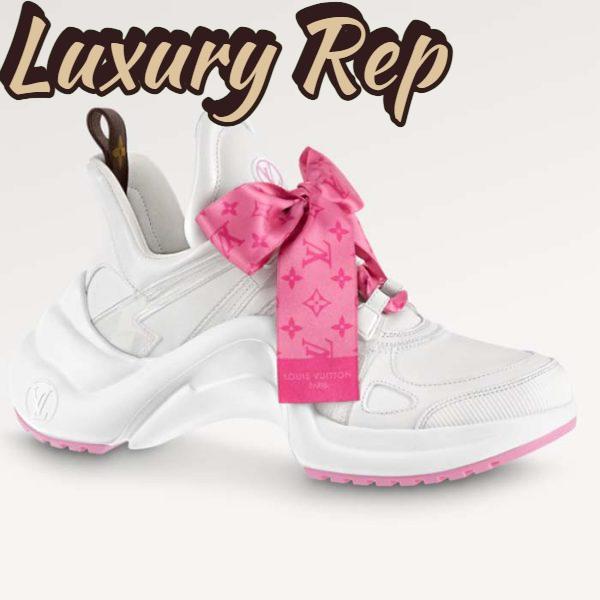 Replica Louis Vuitton Women LV Archlight Sneaker Pink Mix Materials Monogram Ribbon Laces 2