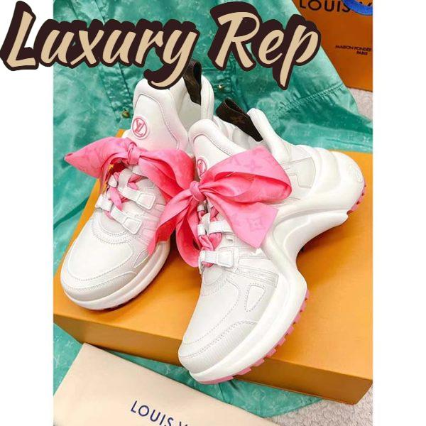 Replica Louis Vuitton Women LV Archlight Sneaker Pink Mix Materials Monogram Ribbon Laces 5