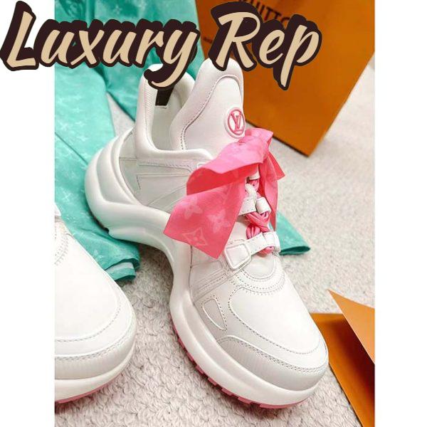 Replica Louis Vuitton Women LV Archlight Sneaker Pink Mix Materials Monogram Ribbon Laces 7