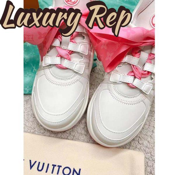 Replica Louis Vuitton Women LV Archlight Sneaker Pink Mix Materials Monogram Ribbon Laces 8