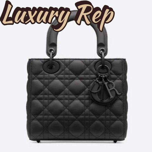 Replica Dior Women Small Lady Dior Bag Black Ultramatte Cannage Calfskin 2
