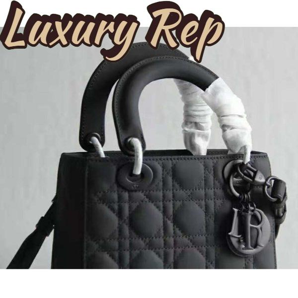 Replica Dior Women Small Lady Dior Bag Black Ultramatte Cannage Calfskin 6
