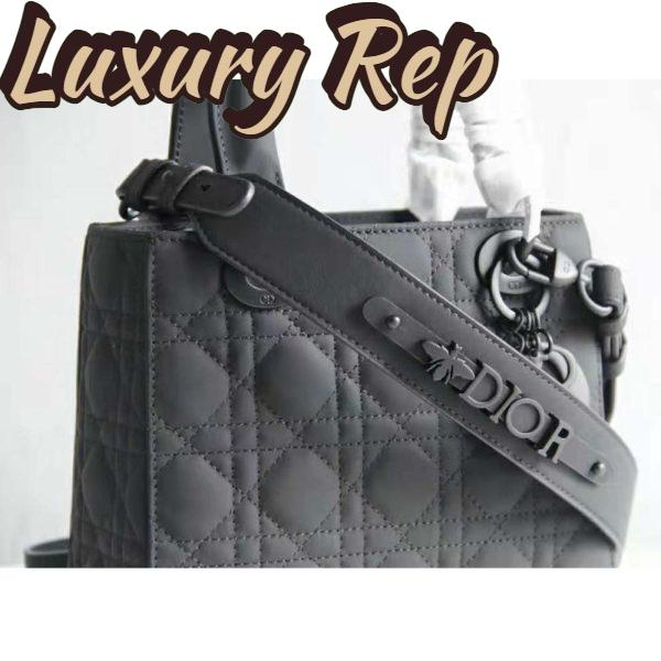 Replica Dior Women Small Lady Dior Bag Black Ultramatte Cannage Calfskin 9