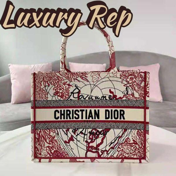 Replica Dior Women Small Dior Book Tote Red and White D-Royaume D Amour Embroidery 5
