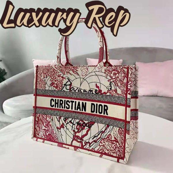 Replica Dior Women Small Dior Book Tote Red and White D-Royaume D Amour Embroidery 6