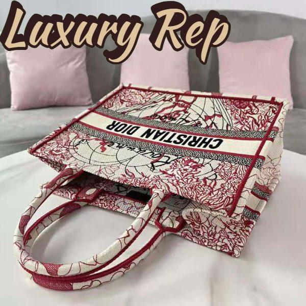 Replica Dior Women Small Dior Book Tote Red and White D-Royaume D Amour Embroidery 8