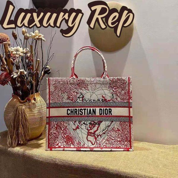 Replica Dior Women Small Dioramour Dior Book Tote Red White D-Royaume D’Amour Embroidery 4