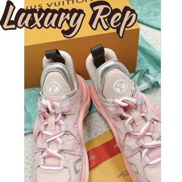 Replica Louis Vuitton Women LV Archlight Sneaker Rose Clair Pink Mix Materials Ribbon Laces 8