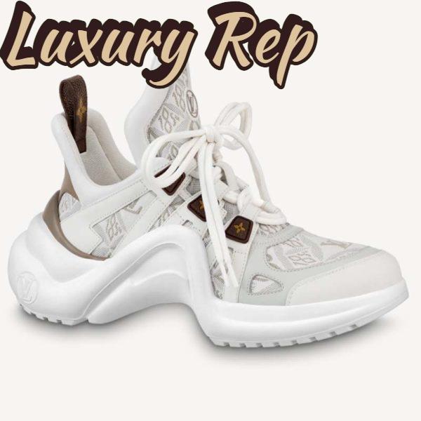 Replica Louis Vuitton Women LV Archlight Sneaker Since 1854 Beige Jacquard Textile