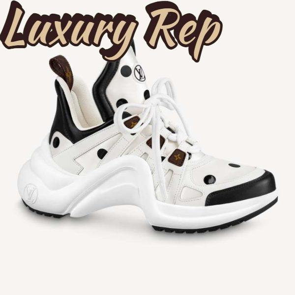 Replica Louis Vuitton Women LV Archlight Sneaker White Black Satin Oversized Rubber