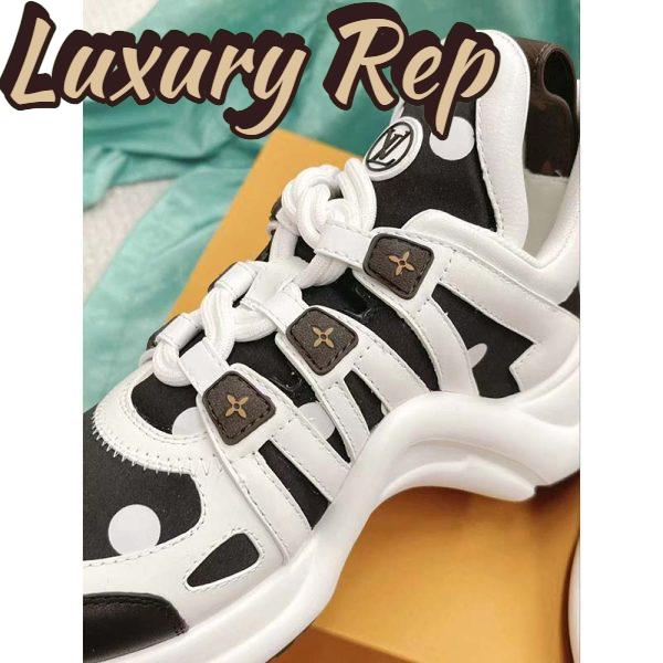 Replica Louis Vuitton Women LV Archlight Sneaker White Black Satin Oversized Rubber 6