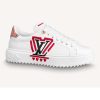 Replica Louis Vuitton Women LV Crafty Time Out Sneaker Printed Calf Leather Red