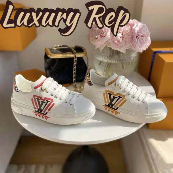 Replica Louis Vuitton Women LV Crafty Time Out Sneaker Printed Calf Leather Red 3