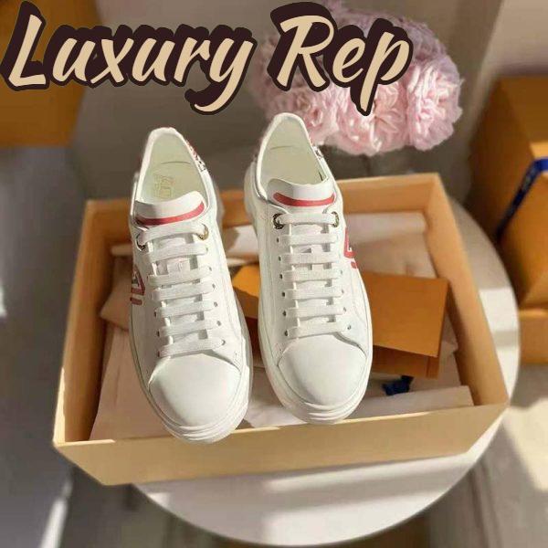 Replica Louis Vuitton Women LV Crafty Time Out Sneaker Printed Calf Leather Red 5