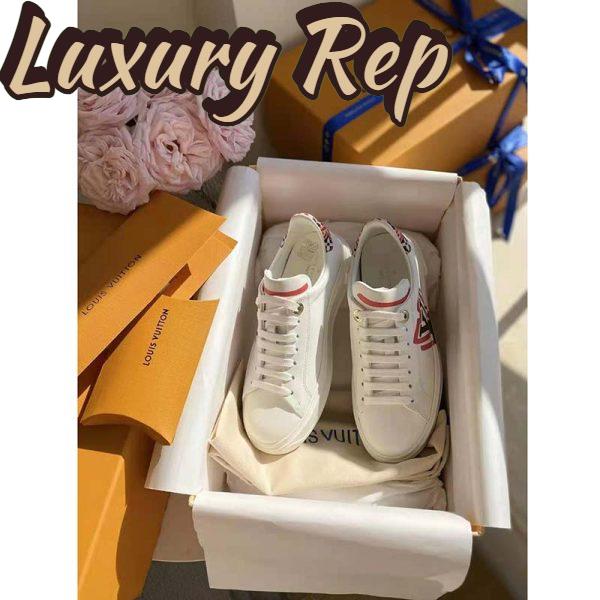 Replica Louis Vuitton Women LV Crafty Time Out Sneaker Printed Calf Leather Red 6
