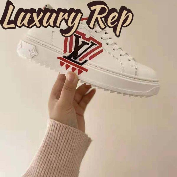 Replica Louis Vuitton Women LV Crafty Time Out Sneaker Printed Calf Leather Red 7