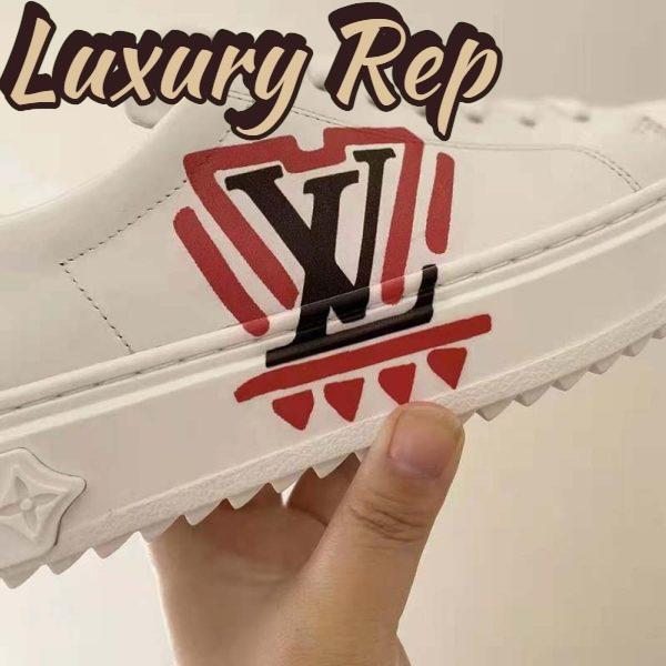 Replica Louis Vuitton Women LV Crafty Time Out Sneaker Printed Calf Leather Red 11
