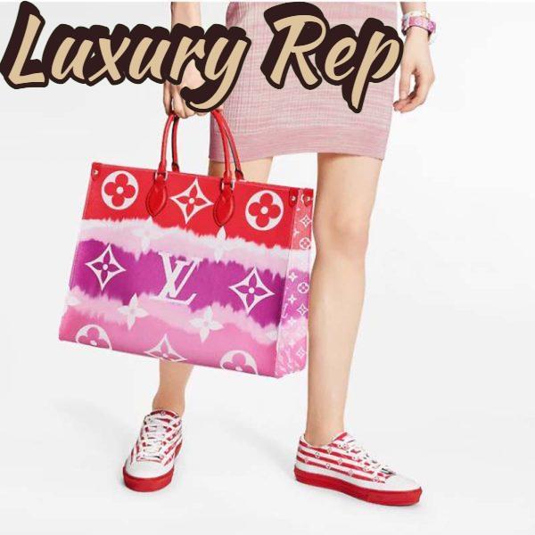Replica Louis Vuitton Women LV Escale Stellar Sneaker Cotton Canvas Monogram Flowers-Red 12