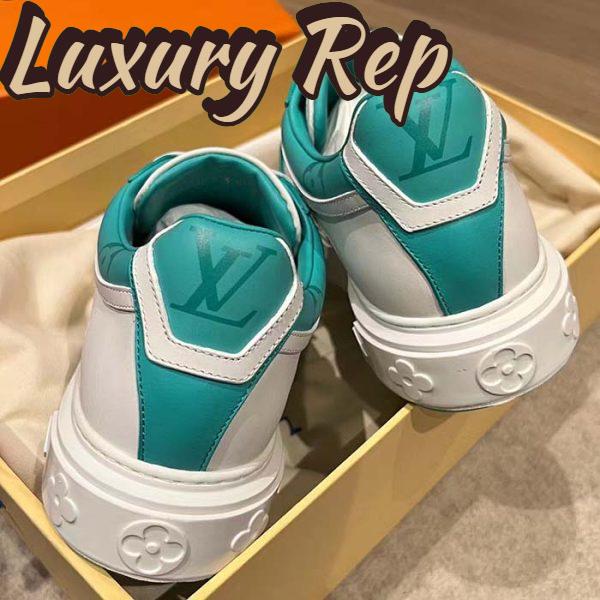 Replica Louis Vuitton Women LV Time Out Sneaker Blue Calf Leather Colored Monogram Flowers 7