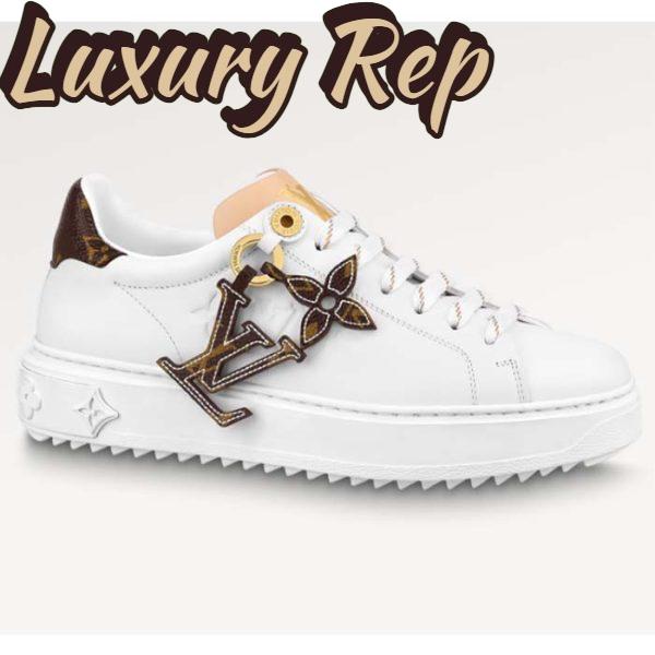 Replica Louis Vuitton Women LV Time Out Sneaker Ecru Beige Mix Materials Monogram Flower 2