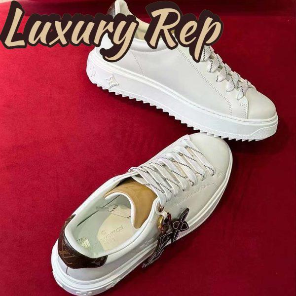 Replica Louis Vuitton Women LV Time Out Sneaker Ecru Beige Mix Materials Monogram Flower 5