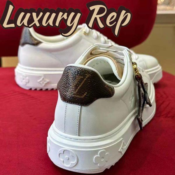 Replica Louis Vuitton Women LV Time Out Sneaker Ecru Beige Mix Materials Monogram Flower 7